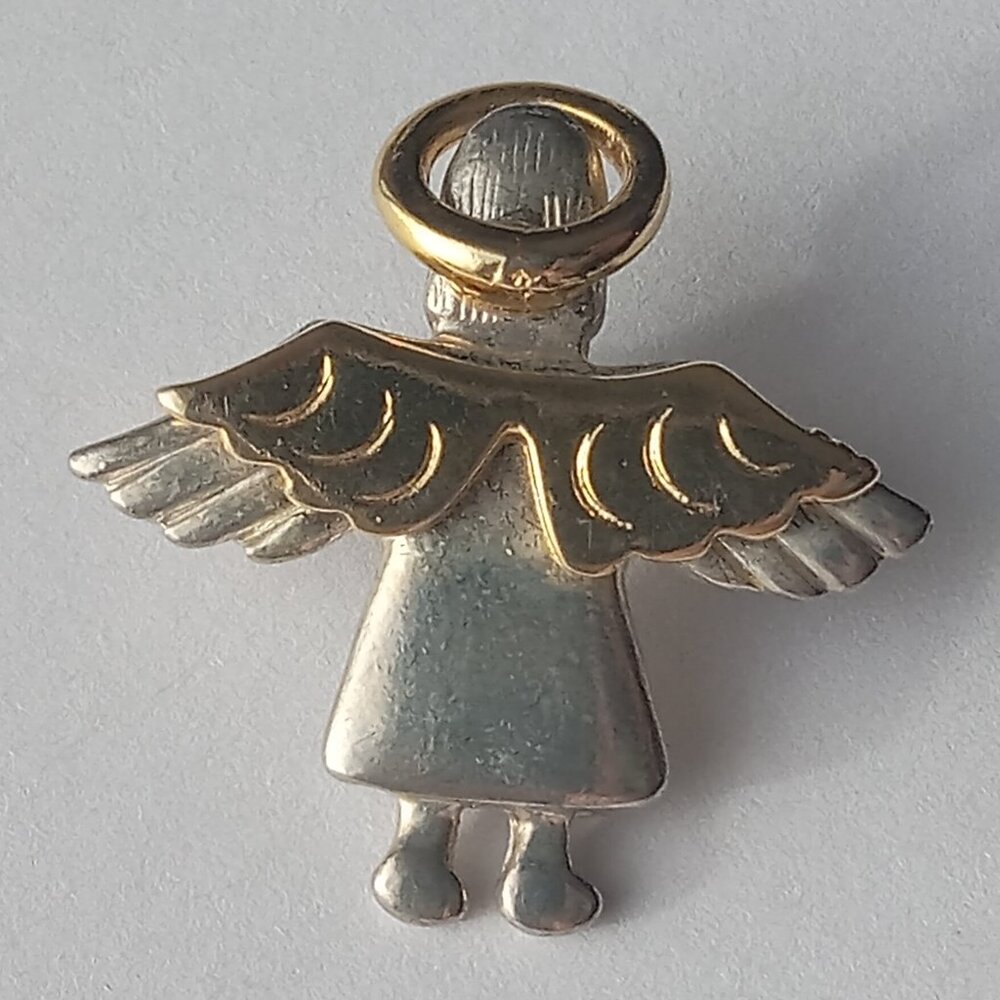 1995 Collectible Angel Pin Gold & Silver Tones Small Brooch